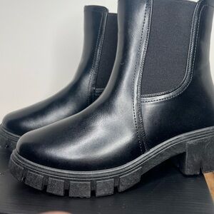 Fashion Nova Leave It In The Past Booties - Black Combat Boots Pull On